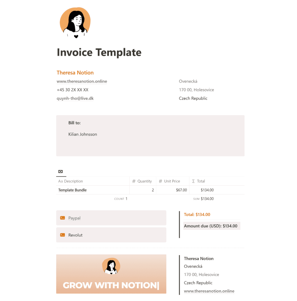 color invoice template