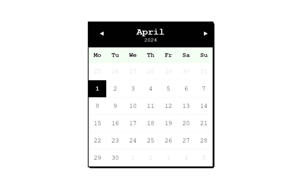 minimal calendar widget